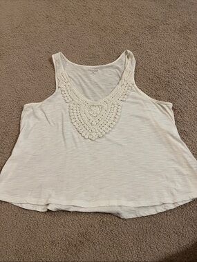 Mudd Off-White Crochet Bib Tank Top